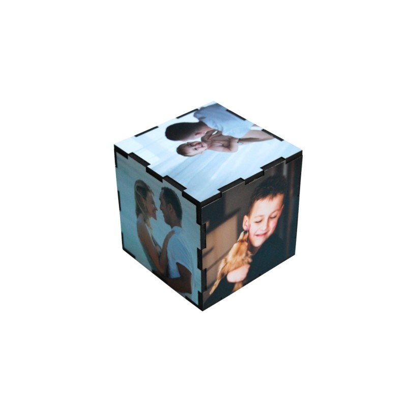 Cubo de madera con fotos personalizado