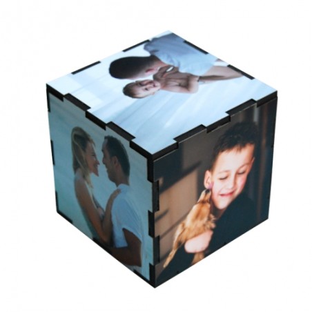 Cubo de madera con fotos personalizado